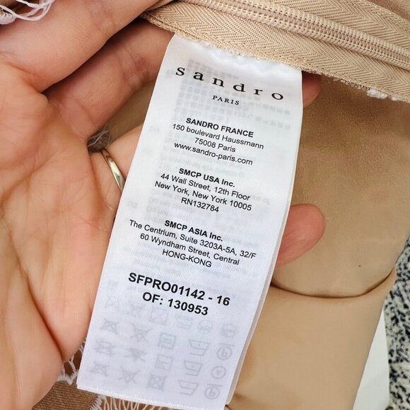 Sandro short broderie anglaise dress, Tan/ white, Size 36 - Picture 10 of 14